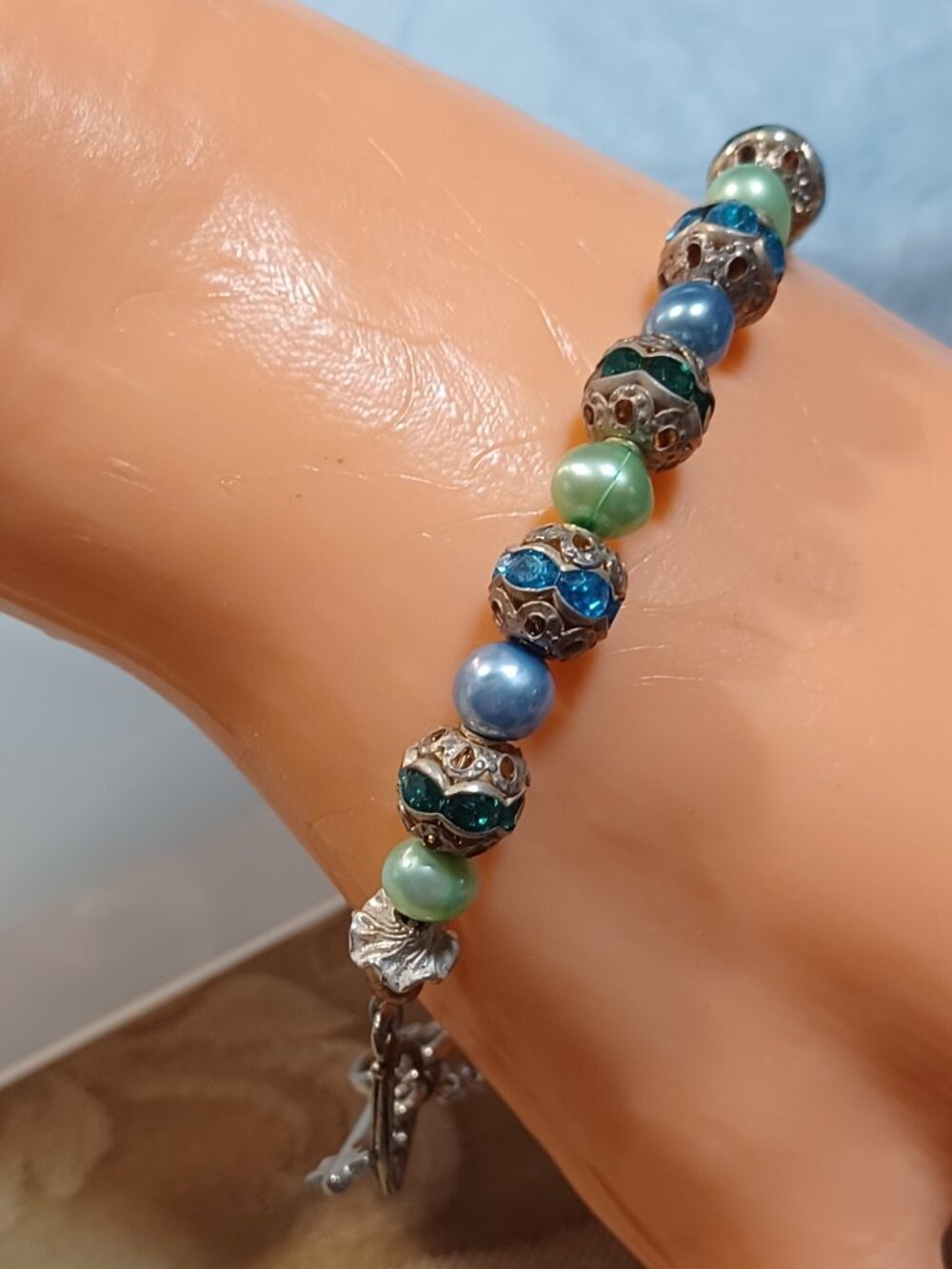 Spring's Right Around the Corner - Pastel Blue & Green Freshwater Pearl Bracelet